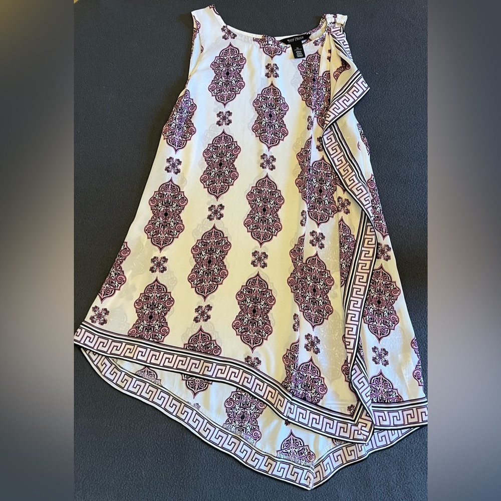 White House Black Market Cream and Purple Tunic